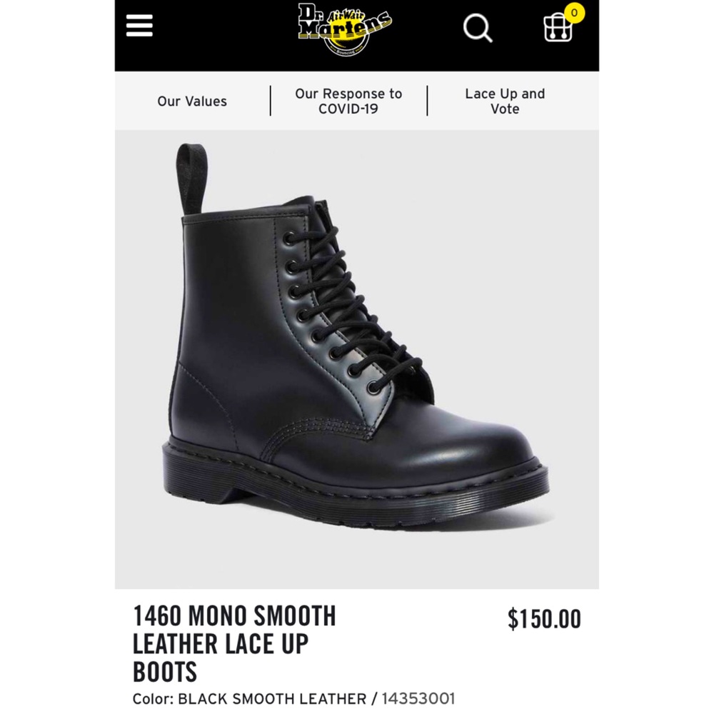 NEW Dr. Martens Mono Smooth Leather Lace Up Boots